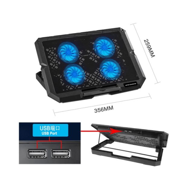 X4 Cooling Pad for Laptop up to 15″ with 4 Fans - Image 3
