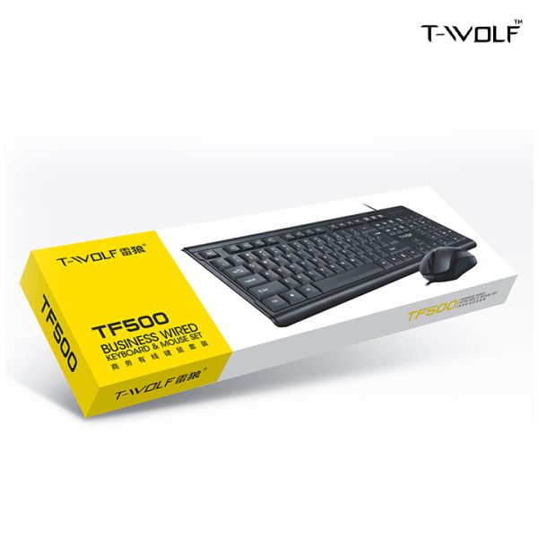 T-Wolf TF500 Keyboard Mouse Set, USB, 1600dpi, 104 Office - Image 3