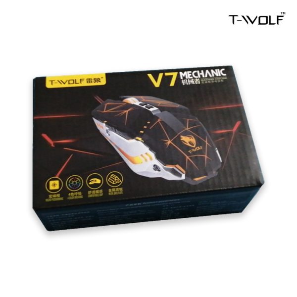 T-WOLF Professional V7 USB Wired Macro Programming Mouse 7 Buttons Adjustable 4800DPI Optical PC Mechanical Gaming Mice LED Backlight Star Black - Image 5