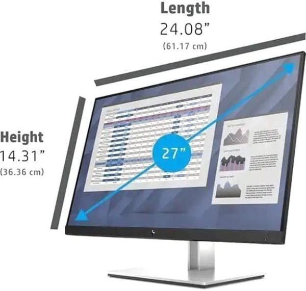 HP EliteDisplay E27 G4 27 Inch IPS LED Backlit Monitor, FHD 1920 x 1080, Blue Light Filter, HDMI, VGA, DisplayPort, Black - Image 2