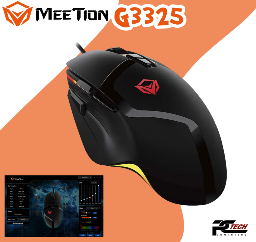 Meetion G3325 Programmable Gaming RGB Softwere Contrall Mouse