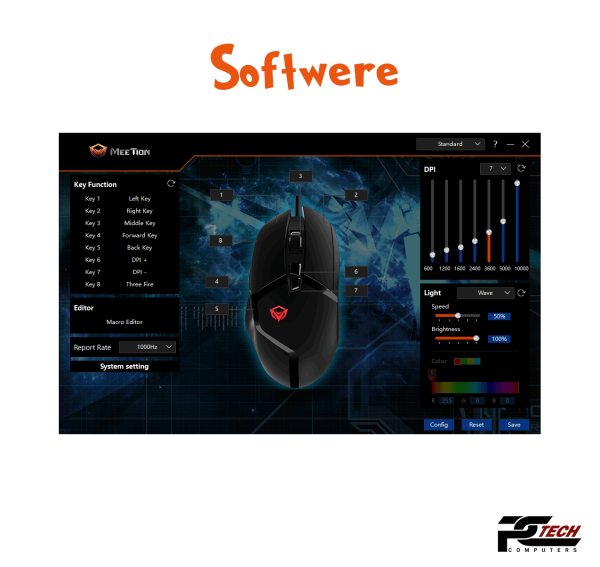 Meetion G3325 Programmable Gaming RGB Softwere Contrall Mouse - Image 5